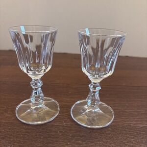 Ambassador By Royal Crystal Rock RCR Wine Glass 4 1/4" Blown Glass Set Of 2
